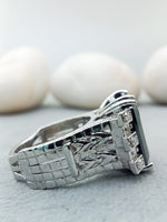 Load image into Gallery viewer, 14.0 ct Emerald Cut Certified Black Diamond Ring

