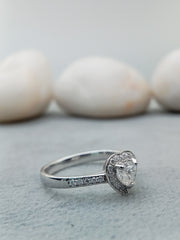 Heart Cut Solitaire Halo Diamond Engagement Ring