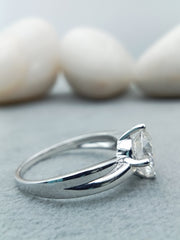 2.4 carat round cut white lab created solitaire diamond ring 14k white gold plated