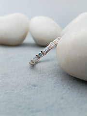 18k Rose Gold Channel Set Dainty Thin Baguette Cut Diamond Band