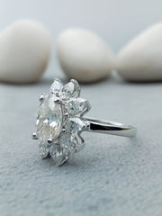 14k White Gold 1.85 Carat Oval Snowflake Halo Engagement Ring