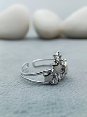 14k White Gold Star Engagement Ring