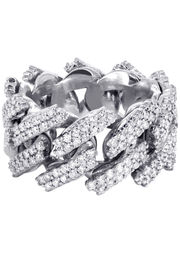 14k White Gold Diamond Cuban Link Ring