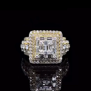 14 kt Yellow Gold Iced Out Hip Hop Ring