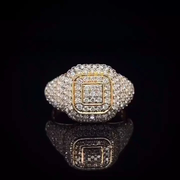 CHENG'S 18K Gold CLUSTER ICED OUT Lab Simulated Diamond Band MICROPAVE Mens Ring