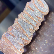 6.0 ct Simulated Diamond Mens Three Finger Custom Word Ring Silver Free Stud