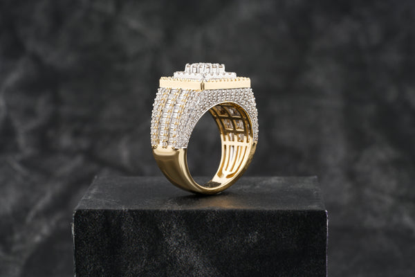 Iced Out Baguette & Round Lab Grown Signet Hip Hop Ring
