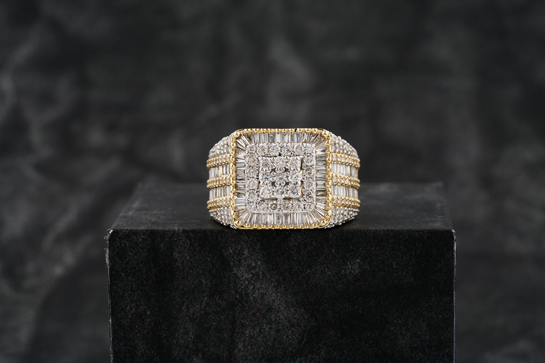 Iced Out Baguette & Round Lab Grown Signet Hip Hop Ring