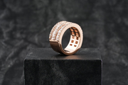 14k Rose Gold Round and Baguette Diamond Half-Band Ring