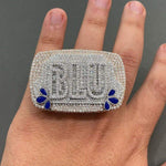 Load image into Gallery viewer, Men&#39;s Iced Baguette &amp; Round Real Lab Grown Initial Ring 14K Two Tone 925 Silver
