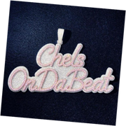 Customized Name Round VVS Diamond & Pink Sapphire Icy Pendant