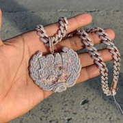 Road Runna Badge Baguette & Round Lab Grown Diamond Hip Hop Pendant