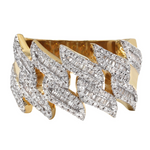 Load image into Gallery viewer, 14k Yellow Gold Round and Baguette Diamond Cuban Eternity Band 12mm Ring
