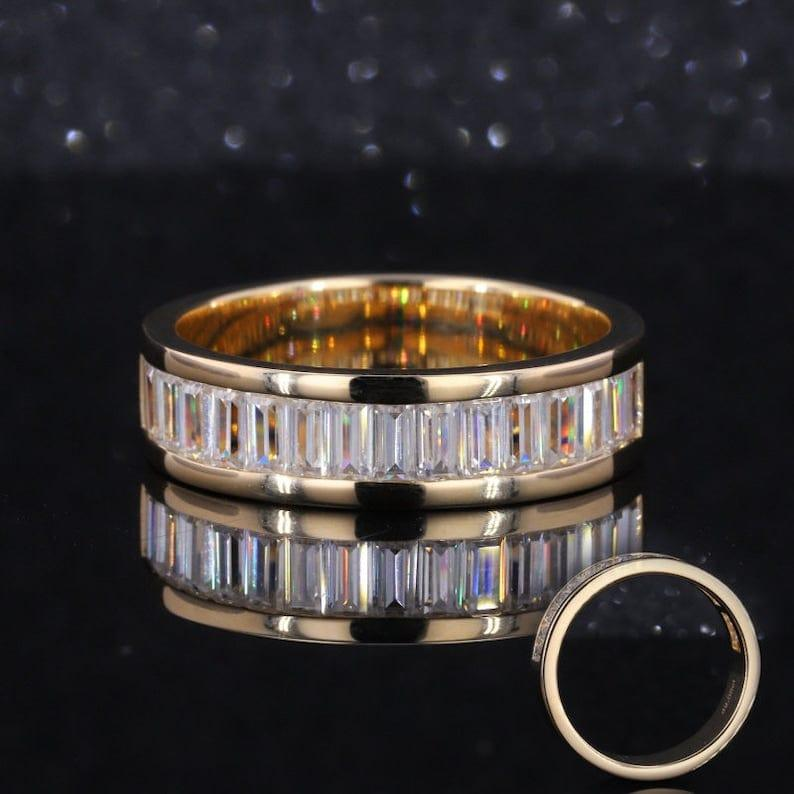 14k Yellow Gold Baguette Cut Lab Grown Ring