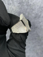 Iced Out Diamond and Gold Star Shape Ring