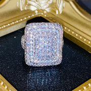 Luxury Style High End Jewelry Buss Down 925 Silver VVS Lab Grown Man's Ring