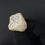 Cross Made in 925 Silver Studded with VVS Colorless Lab Grown Stone Hip-hop Ring