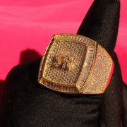 Iced Out Personalized VVS Clarity Men's Lab Grown Initial Statement Rapper Ring