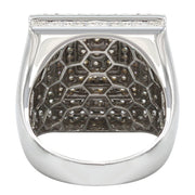 Men's Lab Grown Diamond Square Ring, Iced Out Ring For him, 14K Yellow Gold Hip Hop Ring