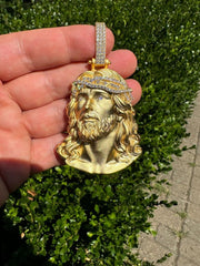 Lab Grown 14k Gold Vermeil on Solid 925 Sterling Silver Jesus Pendants Finish