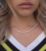 Load and play video in Gallery viewer, 18 Inch 3.50 mm Round Cut Lab Grown Diamond Tennis Necklace Chain
