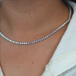 Load and play video in Gallery viewer, 14k White Gold Lab-Created Diamond Choker Necklace
