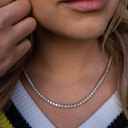 14 kt rose gold Graduated Brilliant Round Cut Tennis Necklace