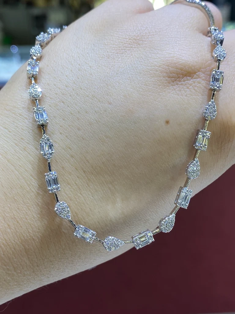 Baguette cut diamond chain necklace by D'Vins Jewels