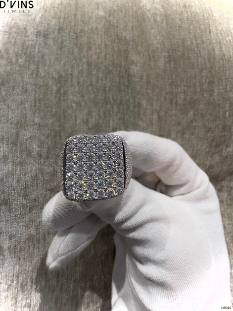 Iced out diamond signet ring with full pavé diamond setting by D’Vins Jewels