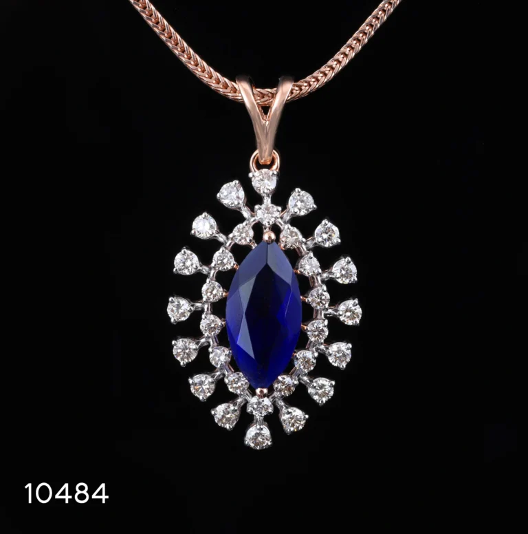 Halo setting diamond pendant by D'Vins Jewels