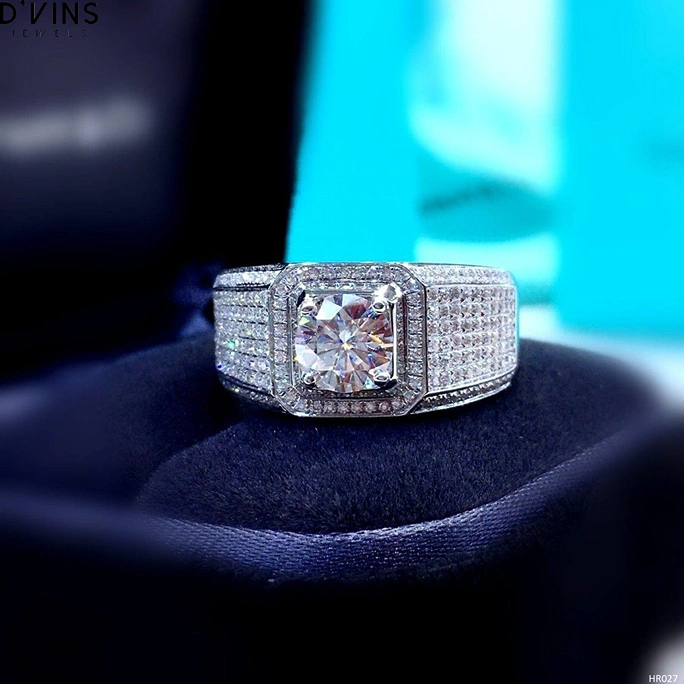 Luxury solitaire diamond ring with pavé diamond band by D’Vins Jewels