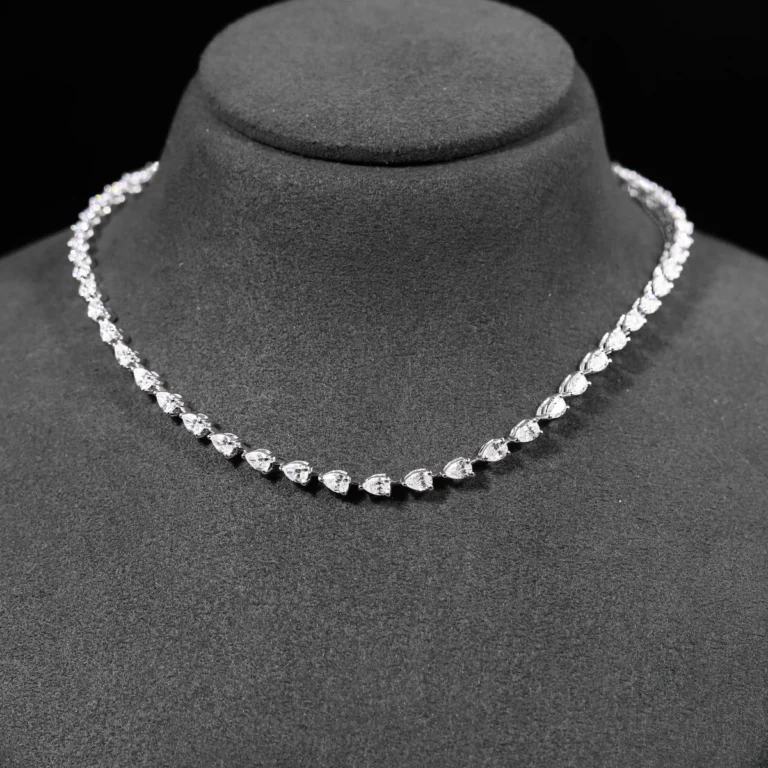 Prong set diamond tennis necklace by D'Vins Jewels